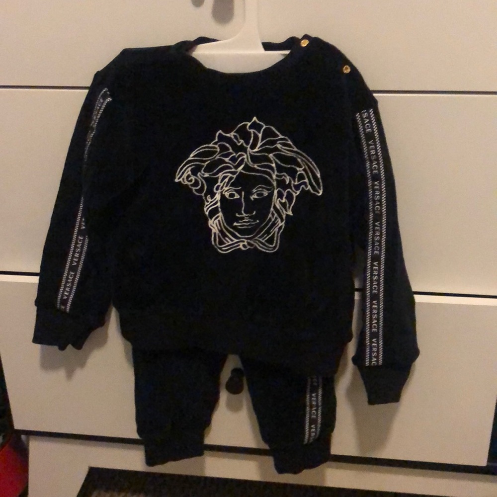 Velour sweat suit with Versace logo on the side